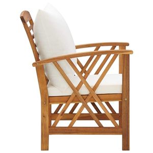 Miranda Modern <b>Rustic</b> Solid Teak Wood Garden <b>Chair</b> Waterproof Cushion Natural Finish for <b>Dining</b> Beach Villa Garden for Outdoor - Product Image 3