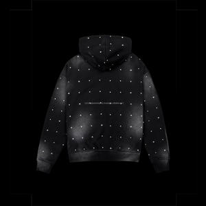 Sudadera con capucha de diamantes de imitación de alta calidad, sudaderas térmicas personalizadas de gran tamaño para hombres, ropa de calle, sudaderas con capucha holgadas para hombres. - Product Image 2