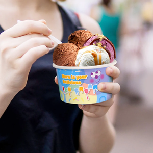 Gobelets à crème glacée jetables à double paroi en papier enduit biodégradable, prix d'usine, personnalisables avec logo pour la crème glacée - Product Image 4