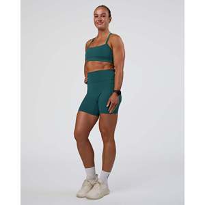 Shorts Fusion de cintura ultra alta de 6 pulgadas para mujer con bolsillos - Verde azulado transformador - Product Image 5