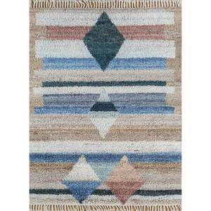 Zuri Beige & <b>Brown</b> Hand Knotted <b>Wool</b> Rugs AKWL-1249 Afghan Geometric & Puzzle Pattern for Home Entryway 9x12 Rectangle for Teens - Product Image 1