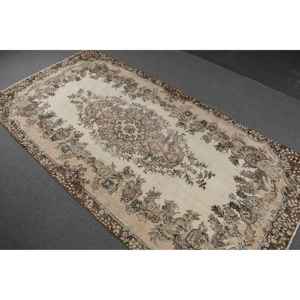 Alfombra Turca Vintage, Grande, 5.3x10.2 pies (161x312 cm), Alfombra de Lana Marrón Sólida - Product Image 2