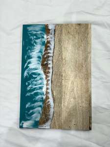 Planche à découper en bois d'acacia et résine époxy avec poignée, durable, de forme rectangulaire, passe au lave-vaisselle, planche à charcuterie - Product Image 5