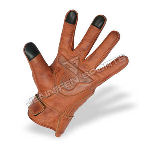 ถุงมือมอเตอร์ไซด์ที่ป้องกันนิ้วแบบเต็มนิ้วพร้อมจอสัมผัสทำจากหนังแพะแบบมีรู/หนังเรียบ - Product Image 3