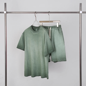 Saleh Enterprises Oversized Terry 100% Cotton Breathable T-Shirt Relax Fit Shorts Matching Lounge <b>Set</b> Casual Streetwear Summer - Product Image 4
