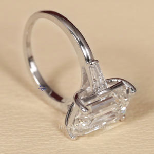 แหวนเพชรโมอิสสีขาวทอง14 KT ที่มีเสน่ห์และกำหนดเองได้พร้อมความชัดเจนมากกว่าสำหรับผู้หญิง - Product Image 5