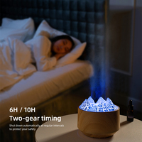 Nouveauté 2024 Diffuseur d'arômes à effet flamme volcanique 3D en bois grainé, ultrasonique, 300 ml, humidificateur d'air à huiles essentielles, télécommande