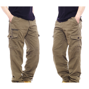 <b>Men's</b> Casual <b>Work</b> Pants Large Size Cotton Elastic Waist Multi-Pockets Straight Pattern Lightweight Winter Cargo Pants Loose Fit - Product Image 5