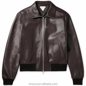 Veste en cuir imperméable vintage lisse monochrome pour hommes personnalisée OEM - Product Image 5