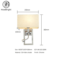 Applique murale moderne en chrome avec abat-jour en tissu, lampe de lecture à col de cygne réglable, lumière LED chaude 3200K, culot E27 pour la décoration de la chambre