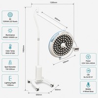 Mobile LED-OP-Leuchte 160000 Lux 80 LEDs Trolley Schattenfreie Operationslampe 3000-6700K für Krankenhaus, Klinik und Tierarztpraxis