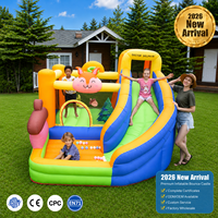 Château gonflable double Doctor Dolphin avec toboggan, design d'écureuil de dessin animé pour enfants, matériau en nylon, souffleur 450W, 3 personnes