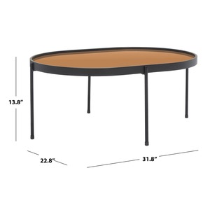 Table basse en bois massif moderne et écologique avec cadre en fer, design rond, rangement, salon, combinaison pour la maison - Product Image 6