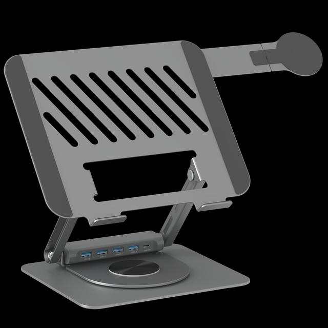 Great Roc Multi-Functional Laptop Docking Station Stand with USB-C Hub 360° Rotating Ergonomic Holder for Phone & Notebook