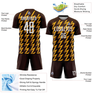 Custom Made Unisex Brown Soccer Jersey High Quality Quick Dry Football Training Wear Best Quality Custom Made High Soccer - Product Image 3