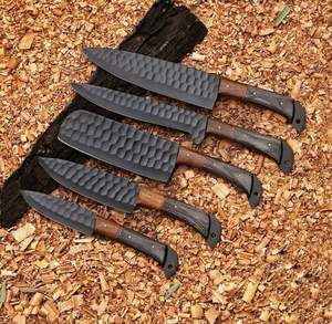 Ensemble de couteaux de cuisine professionnels Thewizcrafts en acier inoxydable noir, 5 pièces, avec étui, comprenant un couteau de chef, un couteau à désosser - Product Image 6