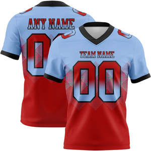Jersey de fútbol americano de malla con bandera degradada con diseño de forma cuadrada de ajuste auténtico para uniforme de entrenamiento de partido escolar de equipo - Product Image 4