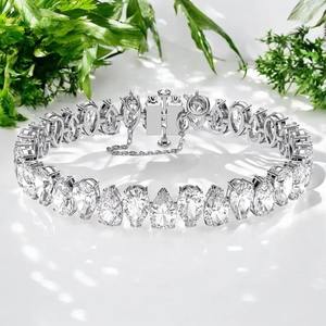 Elegante pulsera de tenis con diamantes cultivados en laboratorio de oro rosa con diamantes en forma de pera para regalo de aniversario o celebraciones de cumpleaños - Product Image 1