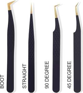 Pince à cils à pointe de fibre pour extension de cils 4 pièces pince à épiler professionnel artiste Tech Kit de travail outils, Bes - Product Image 2