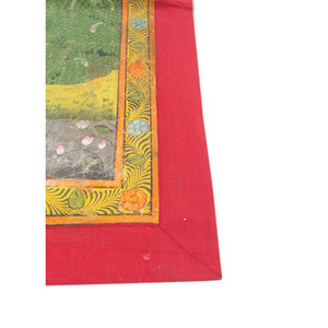 Tapisserie murale bohème en coton vert style Pichwai, motif scénique pour décoration extérieure et chambre, avec corde en métal - Product Image 4