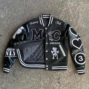 Custom Logo Crop Letter Man <b>Baseball</b> <b>Jacket</b> Wool <b>Men</b> Black Cropped <b>Jacket</b> Embroidery Patch Varsity <b>Jacket</b> Manufacturers - Product Image 4