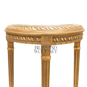 Mesa Auxiliar Redonda de Lujo con Tapa de Mármol Beige Natural y Patas Acanaladas en Oro Antiguo para una Decoración Clásica y Elegante del Hogar - Product Image 5