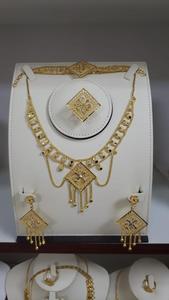 Ensemble de bijoux vintage en plaqué or 24 carats, collier et boucles d'oreilles en cuivre 18 carats avec motif floral en zircon, accessoire de mode USA France - Product Image 3