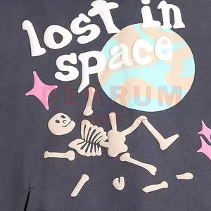 Vente en gros de sweat-shirts à capuche 100% coton avec impression en relief pour hommes, logo personnalisé, conception OEM avec fermeture éclair, saison hivernale, coupe classique, respirant - Product Image 2