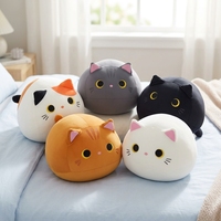 Peluche Chat Noir Mignon, Coussin Animal de Dessin Animé Doux, Décoration de Chambre Thème Halloween, Cadeau