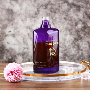 Bán buôn hình dạng tùy chỉnh chất lượng cao <span class=keywords><strong>450ml</strong></span> rõ ràng phổ biến màu Tím Chai Thủy Tinh Tequila Gin Rum Whisky Vodka Chai - Product Image 1