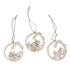 Adornos navideños de madera cortados con láser de calidad de lujo, colgantes de madera para decoración de árboles de Navidad, suministros para manualidades DIY - Product Image 6