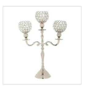 Acabado dorado con cuentas de cristal únicas, elegante portavelas hecho a mano para mesa de centro, decoración del hogar y hotel - Product Image 2