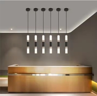 Nordique LED linéaire suspension lumière salle à manger Bar Table bulle givré aluminium longue forme lustre suspendu pour Restaurant