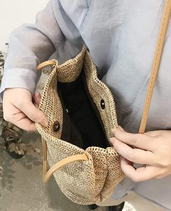 Sac fourre-tout en paille pour femmes grande capacité Shopping fourre-tout bohème sac à bandoulière voyage sac de plage avec doublure OEM - Product Image 3