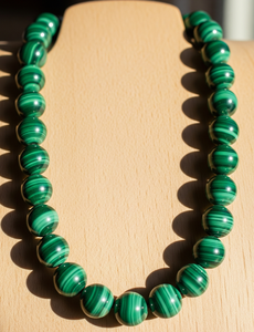Collier de perles en argent 925 malachite pour femmes de 18 pouces noué à la main Design géométrique accessoire de mode à la mode-pour cadeau - Product Image 2