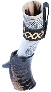 Meilleur prix 100% naturel Viking Agate médiévale corne à boire écologique alimentaire sûr poli Style Animal support en cuir fabriqué - Product Image 2