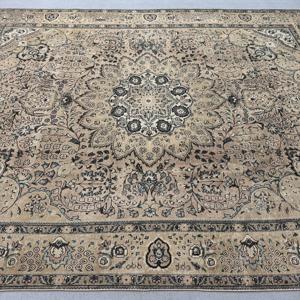 Turkish Vintage Rug, 9.8x12.7 ft Oversize Rug, <b>Brown</b> Blue Floral <b>Wool</b> Rug - Product Image 3