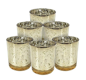 Portavelas votivo de cristal plateado mercurio personalizado al por mayor, portavelas grande vacío mate en relieve para ocasiones navideñas - Product Image 3