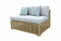 Set Sofa panjang gaya luar ruangan dengan lengan tinggi dan anyaman gaya bambu