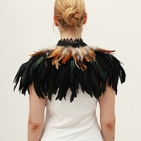 Chal de Encaje Suave con Plumas, Estilo Gótico, Cosido a Mano, Unisex, para Disfraces de Carnaval, Halloween, Mascarada, Cosplay