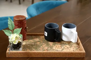 100% Plateau de service en liège imperméable et écologique Rectangle 8x16 pouces couleur olive pour bureau à domicile, hôtel ou restaurant - Product Image 3