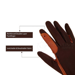 Adjustable <b>Strap</b> Full <b>Finger</b> Horse Riding Gloves Breathable Durable Leather Windproof Waterproof Hook Loop Closure Anti-Slip - Product Image 3