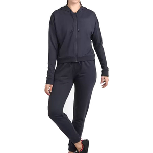 Survêtements d'hiver surdimensionnés pour femmes, ensemble 2 pièces, style streetwear décontracté, couleur unie, 100% coton molletonné respirant, nouveauté - Product Image 4