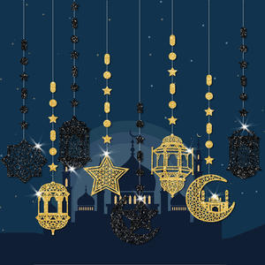 Cheerland oro stella luna appeso decorazione Eid Mubarak festa Ramadan lanterna di carta ghirlanda a mezzaluna stella Streamer borsa confezionata - Product Image 4