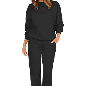 Otoño moda logotipo personalizado ropa Casual moda 2 piezas conjunto Jogger sudadera de gran tamaño pantalones de chándal conjunto de piezas de chándal Mujer - Product Image 5