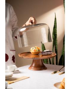 Support à gâteau avec verre, support à gâteau en bois - Product Image 5