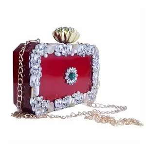 Sac à main à bandoulière fait main sac à main élégant pour tenue formelle et décontractée pochette en résine par artisanat croissant - Product Image 2