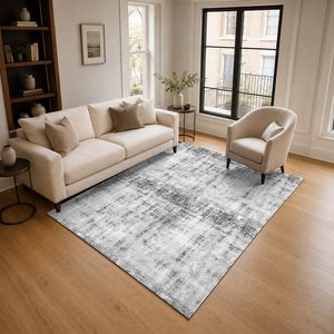 Tapis de salon en chenille antidérapant, effet marbre gris argenté, imprimé numériquement, lavable en machine, vente en gros RUGS DEPOT LXDP-0649 - Product Image 2