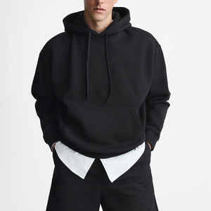 Custom Winter <b>Men's</b> Hoodie & Sweatshirt <b>Black</b> Blank Oversized Hoodie Cotton Fleece Thick Pullover Boxy Fit <b>Hoodies</b> <b>Men</b> - Product Image 1