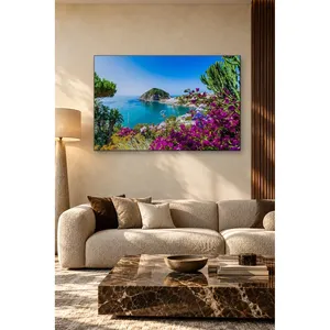 Impression sur toile de la baie de l'île d'Ischia avec des bougainvilliers - Product Image 5